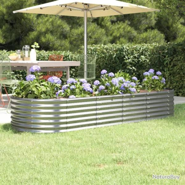 Lit sur�lev� de jardin Acier enduit de poudre Argent�