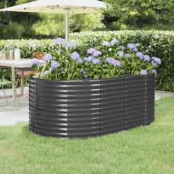 Lit sur&eacute;lev&eacute; de jardin Acier enduit de poudre Anthracite alsavelo