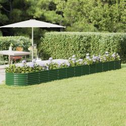 Lit sur&eacute;lev&eacute; de jardin Acier enduit de poudre 512x80x36 cm Vert