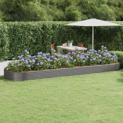 Lit sur&eacute;lev&eacute; de jardin Acier enduit de poudre 523x140x36cm gris