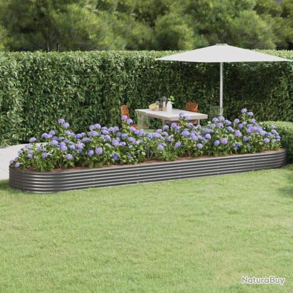 Lit surlev de jardin Acier enduit de poudre 523x140x36cm gris alsavelo