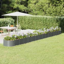 Lit sur&eacute;lev&eacute; de jardin Acier enduit de poudre 620x80x36 cm gris