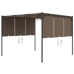 Belv&eacute;d&egrave;re de jardin avec rideau lat&eacute;ral 3x3x2,25 m Taupe