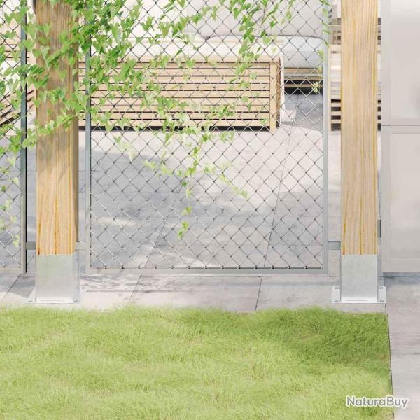 Bases de poteau carres 12pcs argent 101x101 mm acier galvanis alsavelo