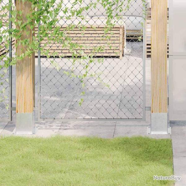 Bases de poteau carres 12pcs argent 121x121 mm acier galvanis alsavelo