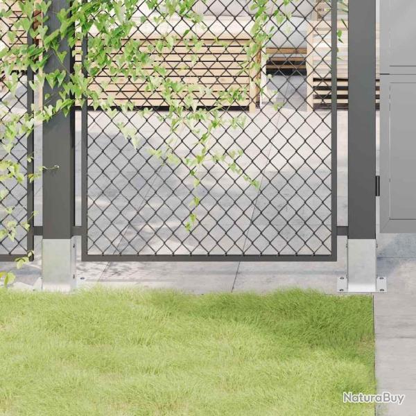 Bases de poteau carr�es 12 pcs argent 91x91 mm acier galvanis�