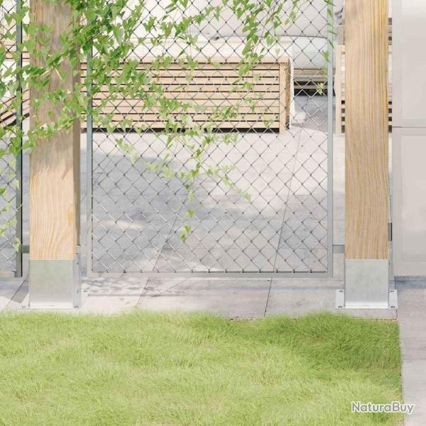 Bases de poteau carres 4 pcs argent 141x141 mm acier galvanis alsavelo