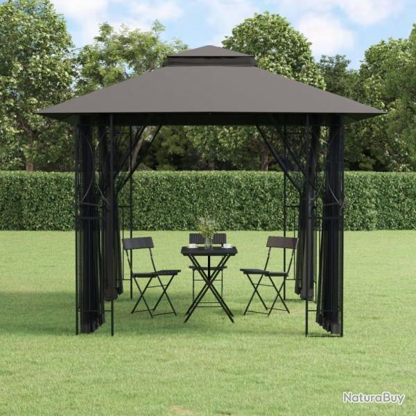 Belv�d�re avec parois lat�rales anthracite 300x300x270 cm acier