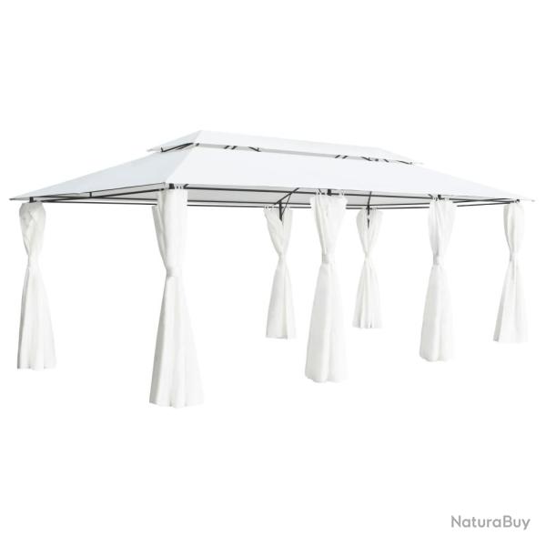 Belv�d�re avec rideaux 600x298x270 cm Blanc 180 g/m�