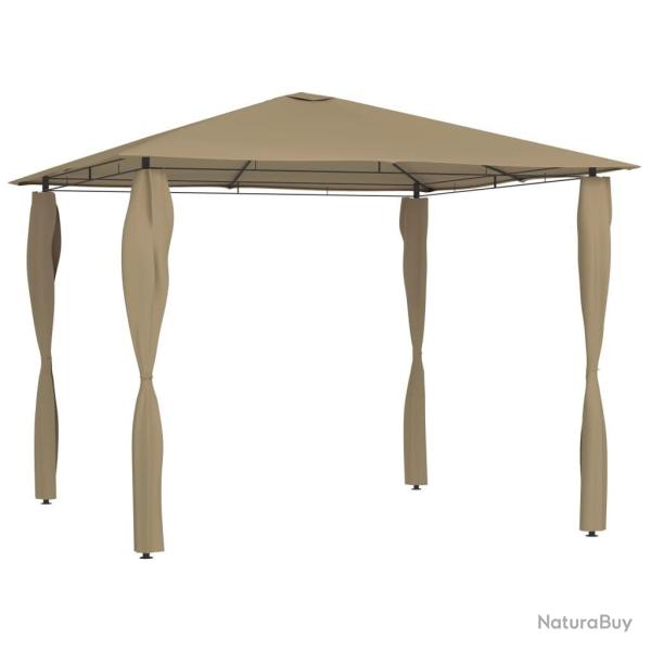 Belv�d�re avec rev�tement de poteaux 3x3x2,6 m Taupe 160 g/m�