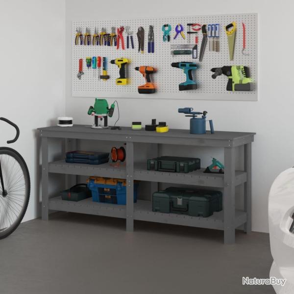 Banc de travail Gris 181x50x80 cm Bois de pin massif alsavelo
