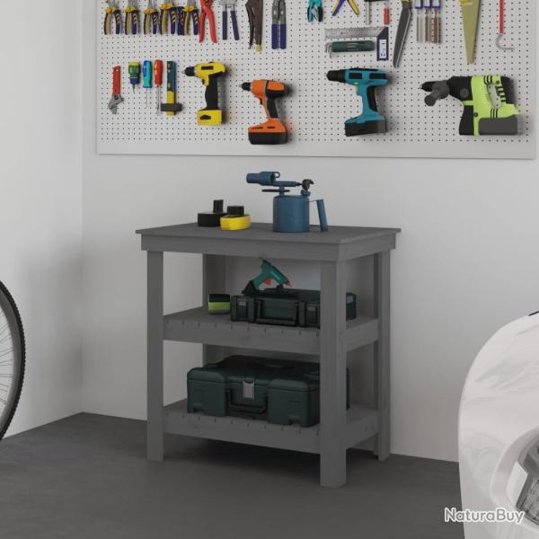 Banc de travail Gris 78,5x50x80 cm Bois de pin massif alsavelo