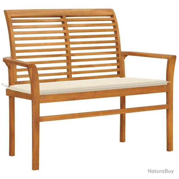 Banc de jardin avec coussin cr�me 112 cm Bois de teck massif