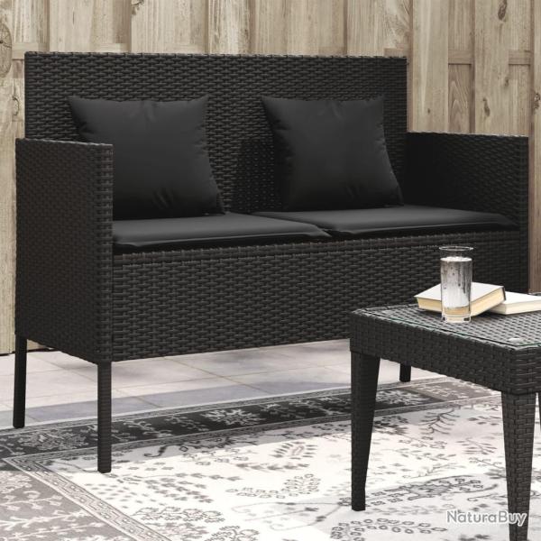Banc de jardin avec coussins noir r�sine tress�e