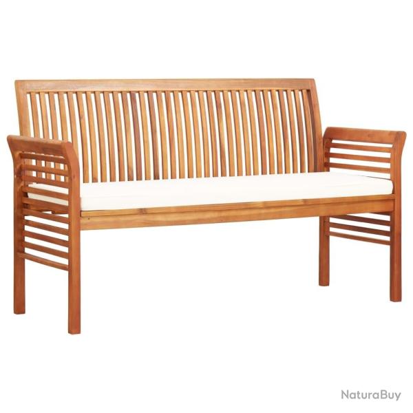 Banc de jardin 3 places avec coussin 150cm Bois d'acacia massif alsavelo