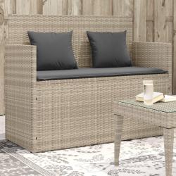 Banc de jardin avec coussins gris clair r&eacute;sine tress&eacute;e