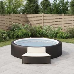 Bancs de spa avec coussins lot de 2 noir r&eacute;sine tress&eacute;e alsavelo