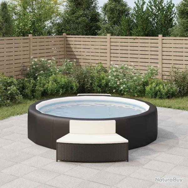 Bancs de spa avec coussins lot de 2 noir r�sine tress�e