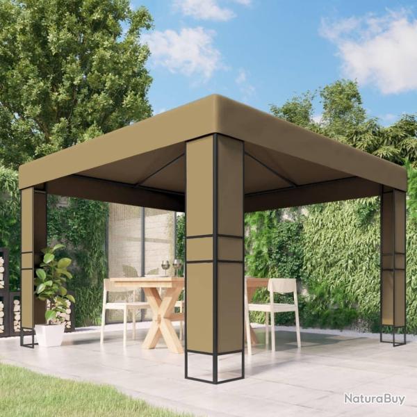 Belv�d�re avec double toit 3x3x2,7 m Taupe 180 g/m� alsavelo