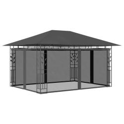 Belv&eacute;d&egrave;re avec moustiquaire 4x3x2,73 m Anthracite 180 g/m&sup2; alsavelo