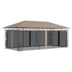Belv&eacute;d&egrave;re avec moustiquaire 6x3x2,73 m Taupe 180 g/m&sup2; alsavelo