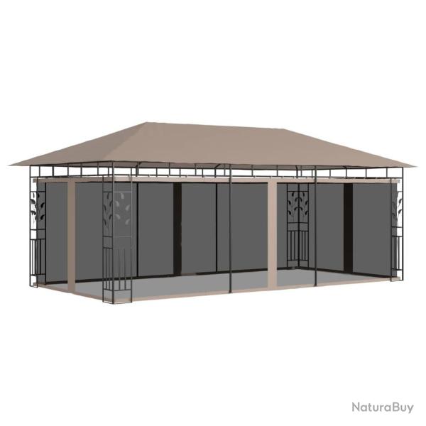 Belv�d�re avec moustiquaire 6x3x2,73 m Taupe 180 g/m�