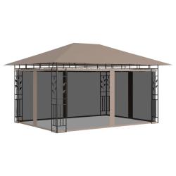 Belv&eacute;d&egrave;re avec moustiquaire 4x3x2,73 m Taupe 180 g/m&sup2;