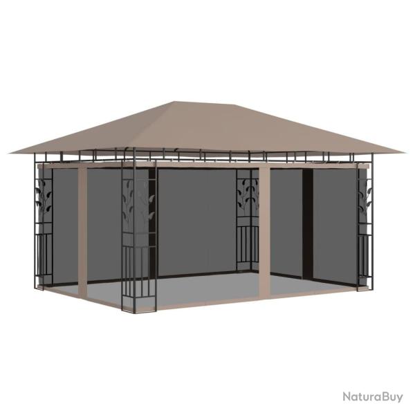 Belv�d�re avec moustiquaire 4x3x2,73 m Taupe 180 g/m�