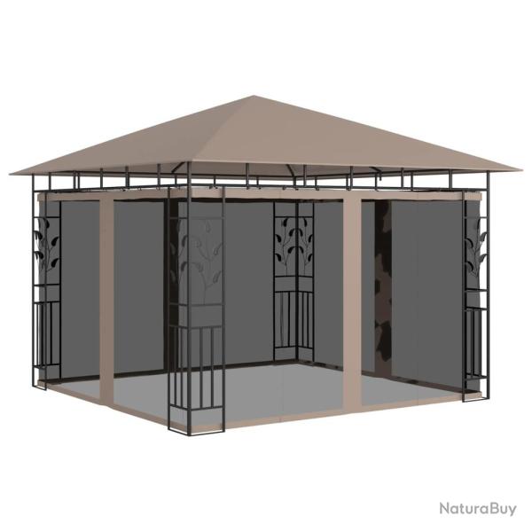 Belv�d�re avec moustiquaire 3x3x2,73 m Taupe 180 g/m�