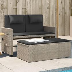 Banc inclinable de jardin et coussins gris clair r&eacute;sine tress&eacute;e
