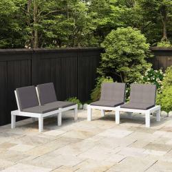 Bancs de salon de jardin avec coussins lot de 2 Plastique Blanc