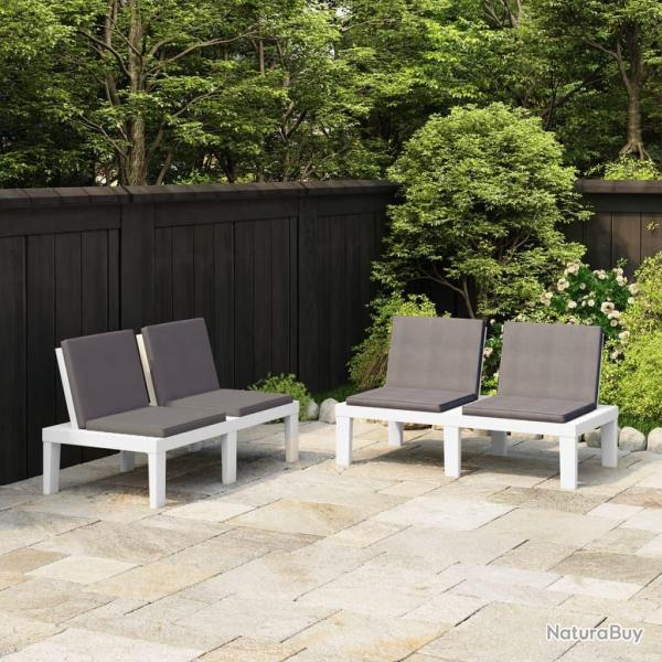 Bancs de salon de jardin avec coussins lot de 2 Plastique Blanc alsavelo