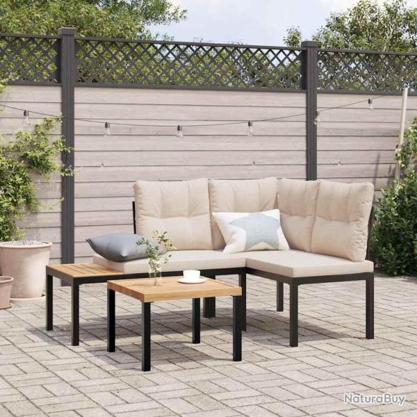 Bancs de jardin avec coussins lot de 2 acier enduit de poudre alsavelo