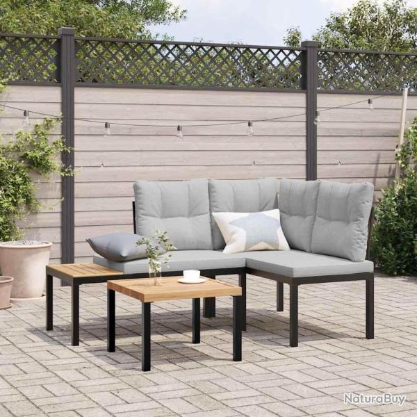 Bancs de jardin avec coussins lot de 2 acier enduit de poudre alsavelo