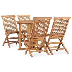 Ensemble &agrave; manger d'ext&eacute;rieur pliable 5 pcs Bois solide de teck