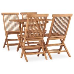 Ensemble &agrave; manger d'ext&eacute;rieur pliable 5 pcs Bois solide de teck alsavelo