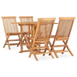 Ensemble &agrave; manger d'ext&eacute;rieur pliable 5 pcs Bois solide de teck alsavelo