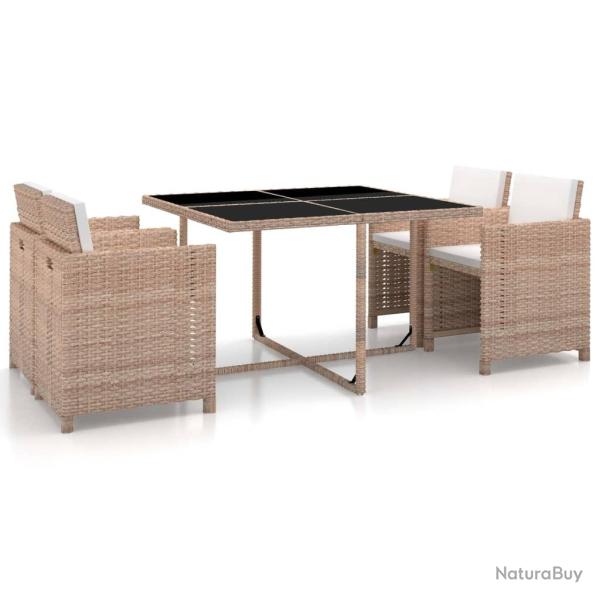 Ensemble � manger d'ext�rieur avec coussins 5 pcs Rotin Beige