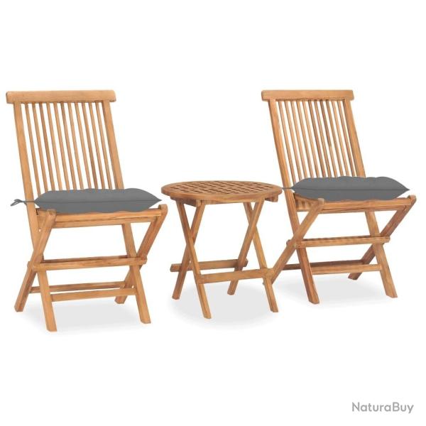 Ensemble � manger d'ext�rieur pliable avec coussin 3 pcs Teck