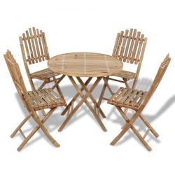 Ensemble &agrave; manger d'ext&eacute;rieur pliable 5 pcs Bambou