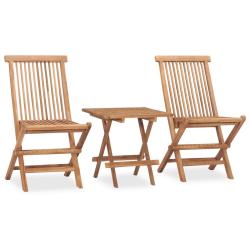 Ensemble &agrave; manger d'ext&eacute;rieur pliable 3 pcs bois de teck massif