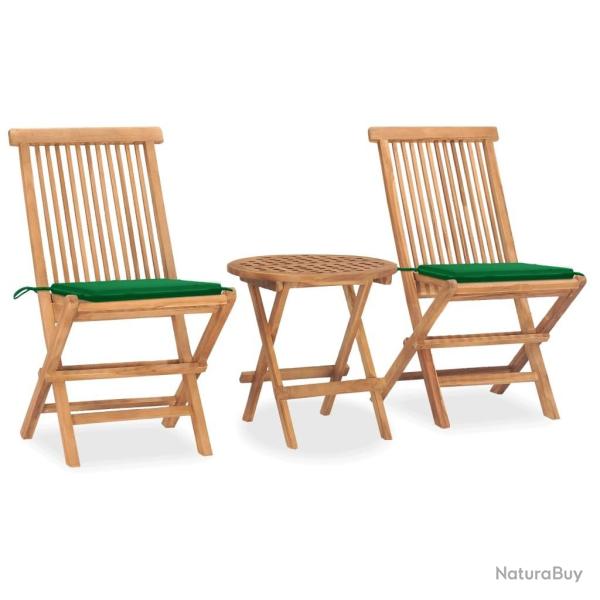 Ensemble � manger d'ext�rieur pliable avec coussin 3 pcs Teck