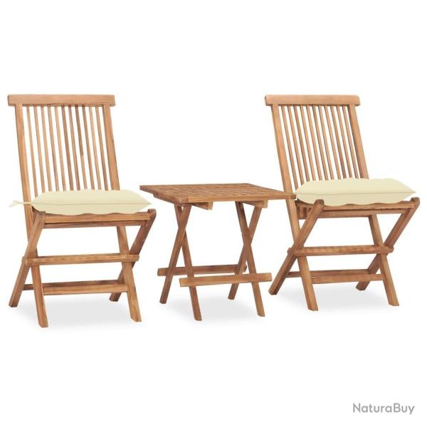 Ensemble � manger d'ext�rieur pliable avec coussin 3 pcs Teck alsavelo