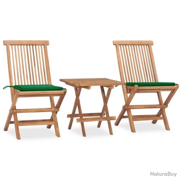 Ensemble � manger d'ext�rieur pliable avec coussin 3 pcs Teck
