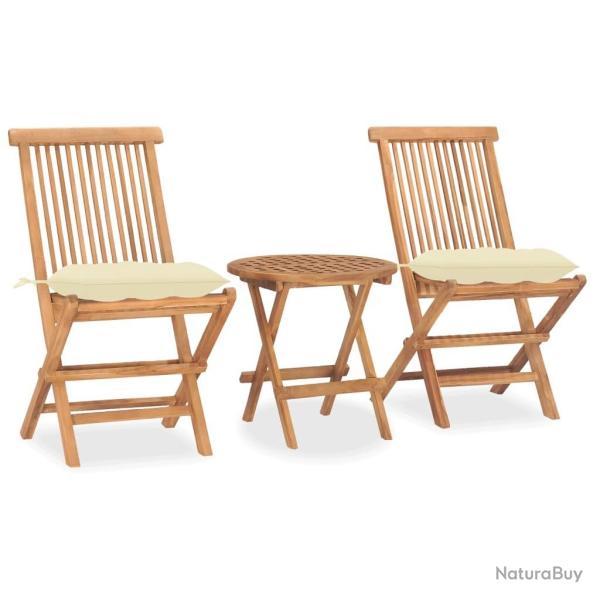Ensemble � manger d'ext�rieur pliable avec coussin 3 pcs Teck alsavelo