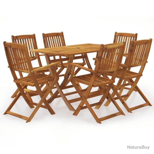 Ensemble � manger d'ext�rieur pliable 7pcs Bois d'acacia solide