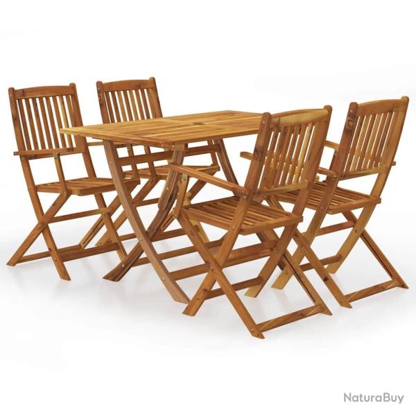 Ensemble � manger d'ext�rieur pliable 5pcs Bois d'acacia solide