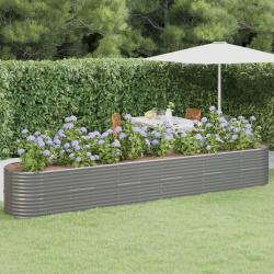 Lit sur&eacute;lev&eacute; de jardin Acier enduit de poudre 440x80x68 cm gris