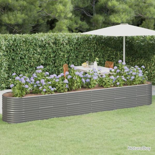 Lit sur�lev� de jardin Acier enduit de poudre 440x80x68 cm gris