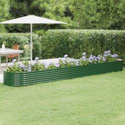 Lit sur&eacute;lev&eacute; de jardin Acier enduit de poudre 440x80x36 cm Vert alsavelo